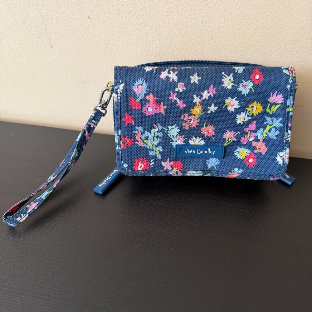 Vera Bradley wristlet wallet in the Scattered Wildflowers blue (Bin #1)